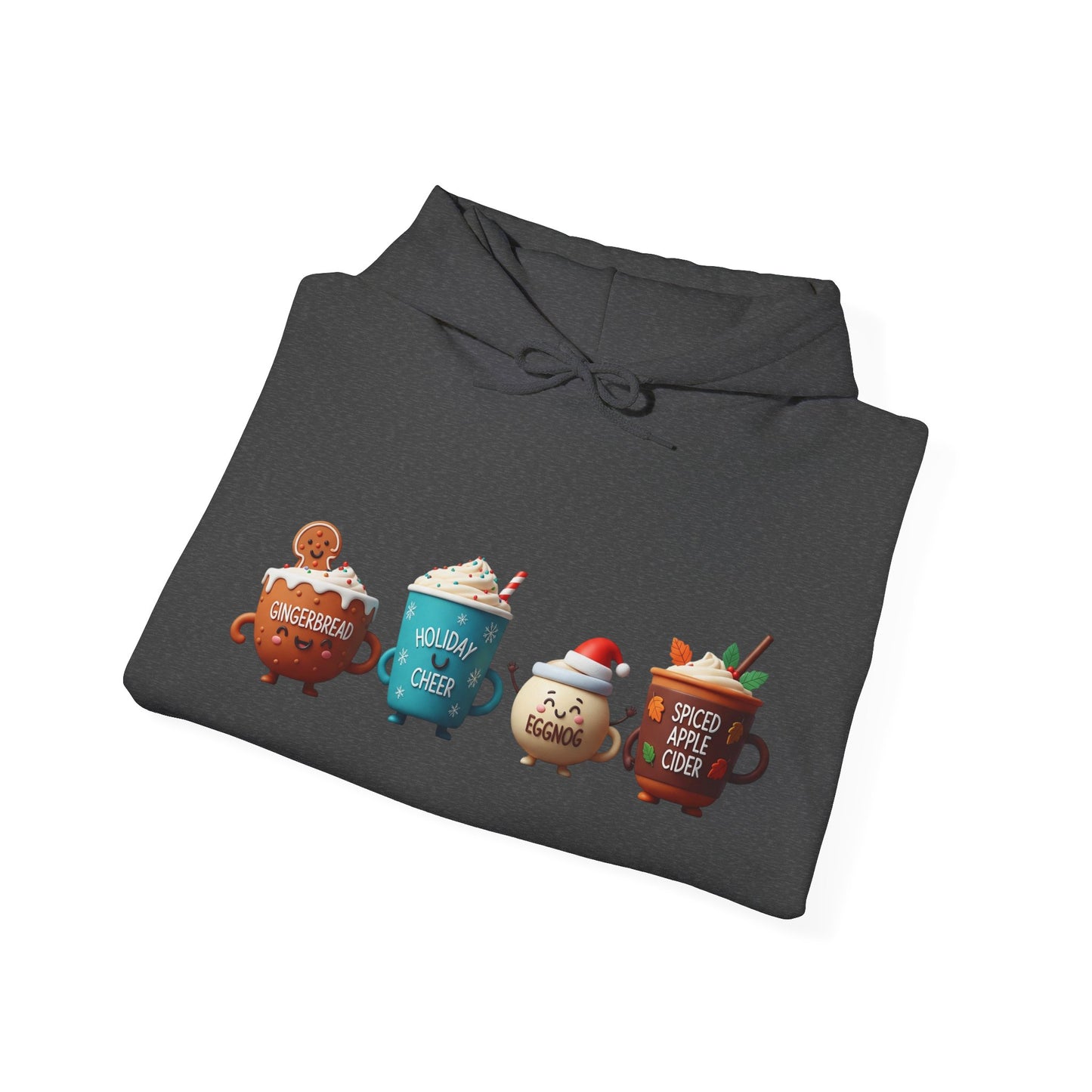 Holiday Drinks Hoodie USA 🎄☕ – Unisex Hoodie with Gingerbread, Eggnog & Cider