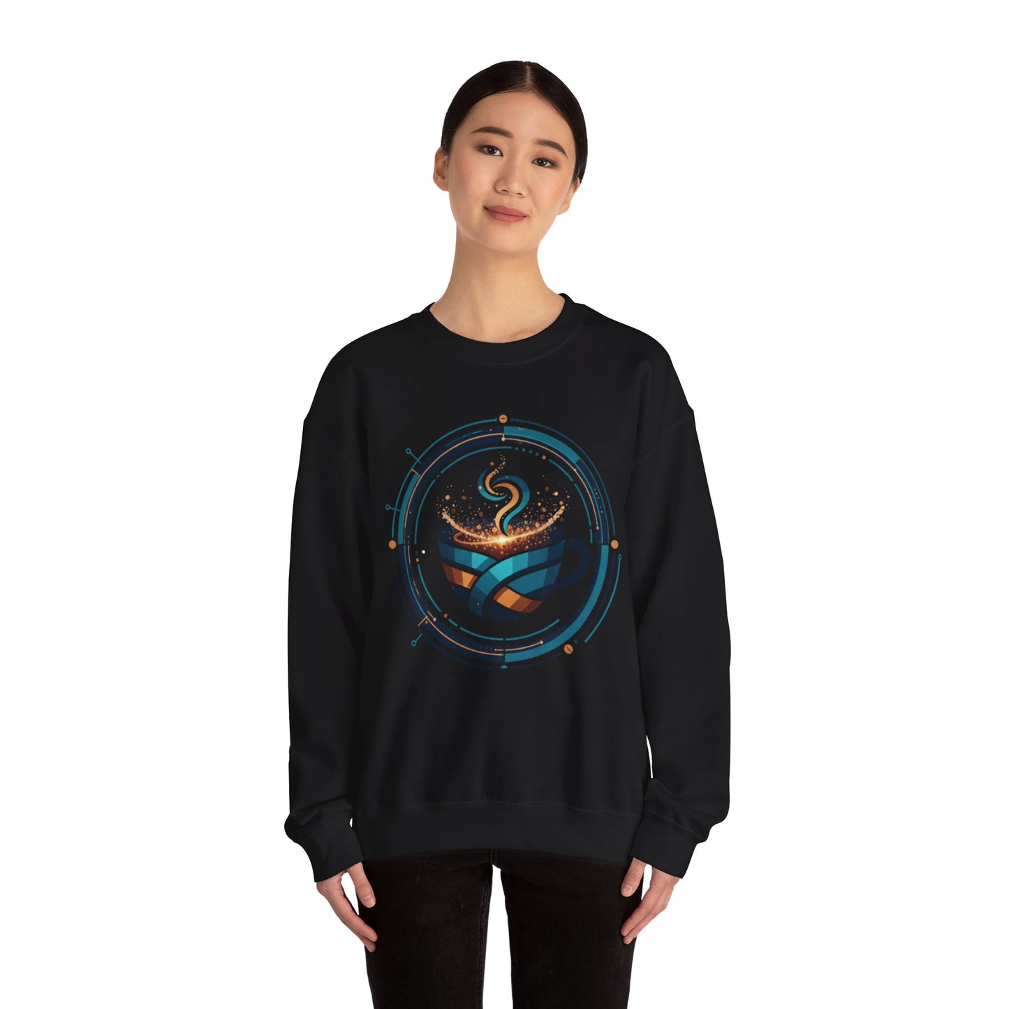 🔵☕ Futuristic Coffee Cup Sweatshirt USA | Eco-Friendly Unisex Coffee Sweater