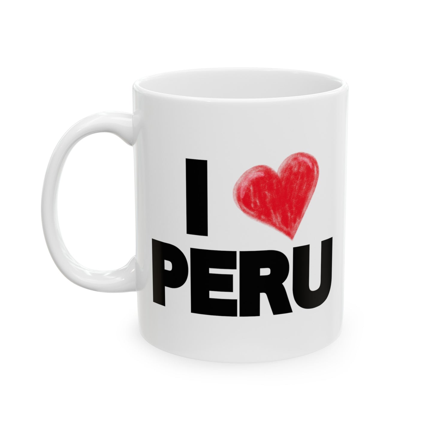 Best Peruvian Ceramic Coffee Mug, (11oz, 15oz) "I Love Peru"