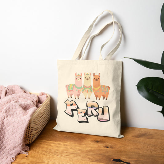 Best Peru Three Llamas Canvas Tote Bag