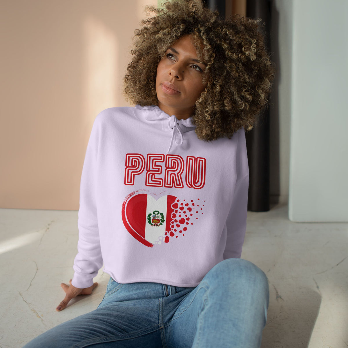 Best Peru Flag Heart Crop Hoodie - Peruvian Love Gift