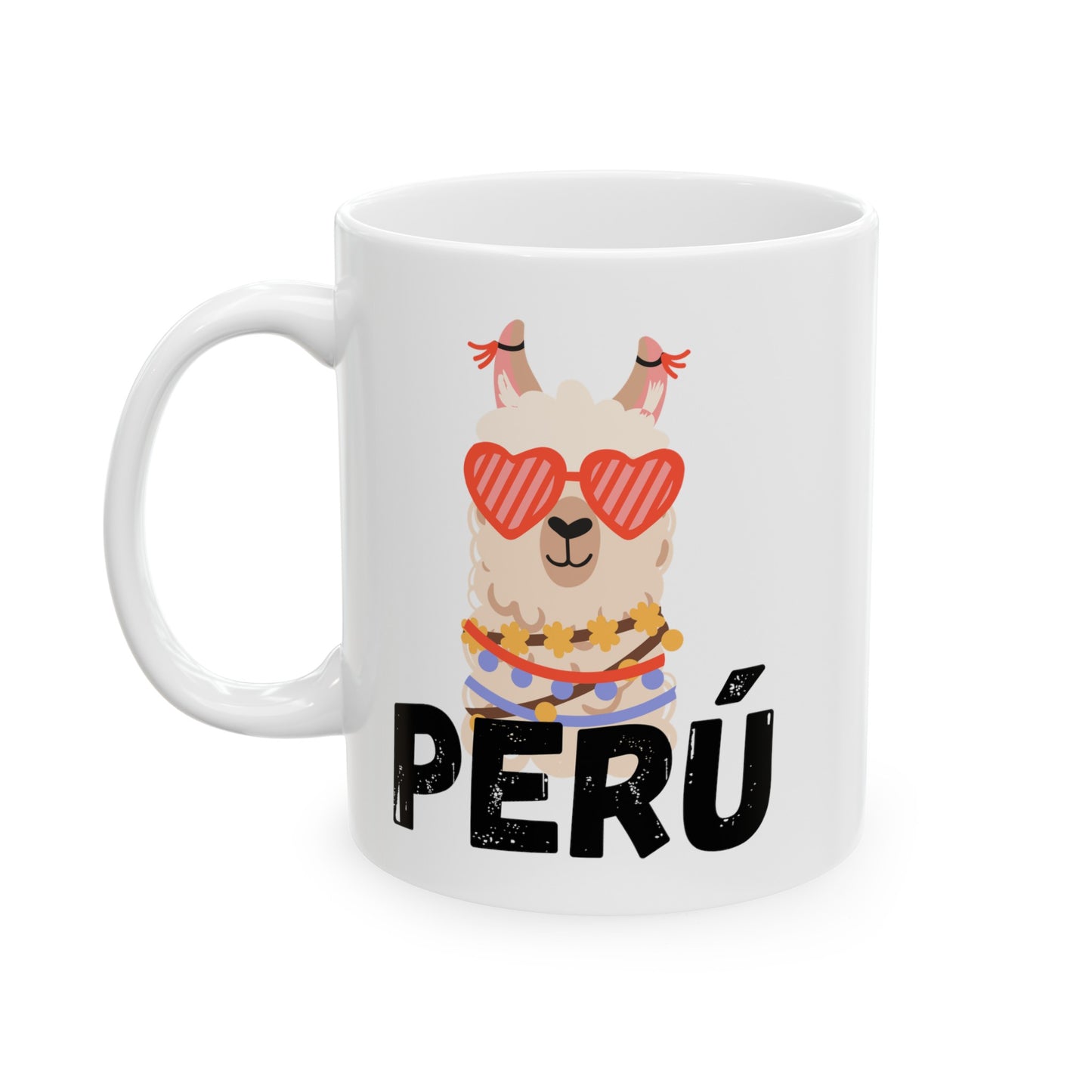 Best Peruvian Ceramic Coffee Mug, (11oz, 15oz) "Llama Heart"