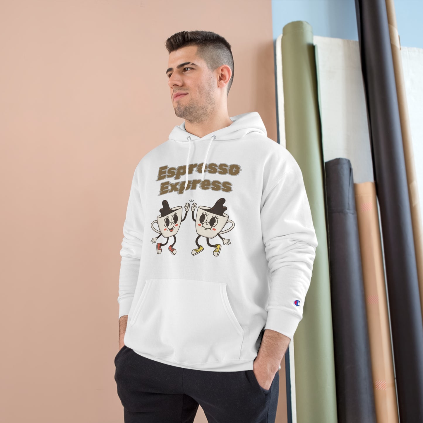 The High-Five Espresso Customized Champion Coffee Hoodie: Hug in a Mug