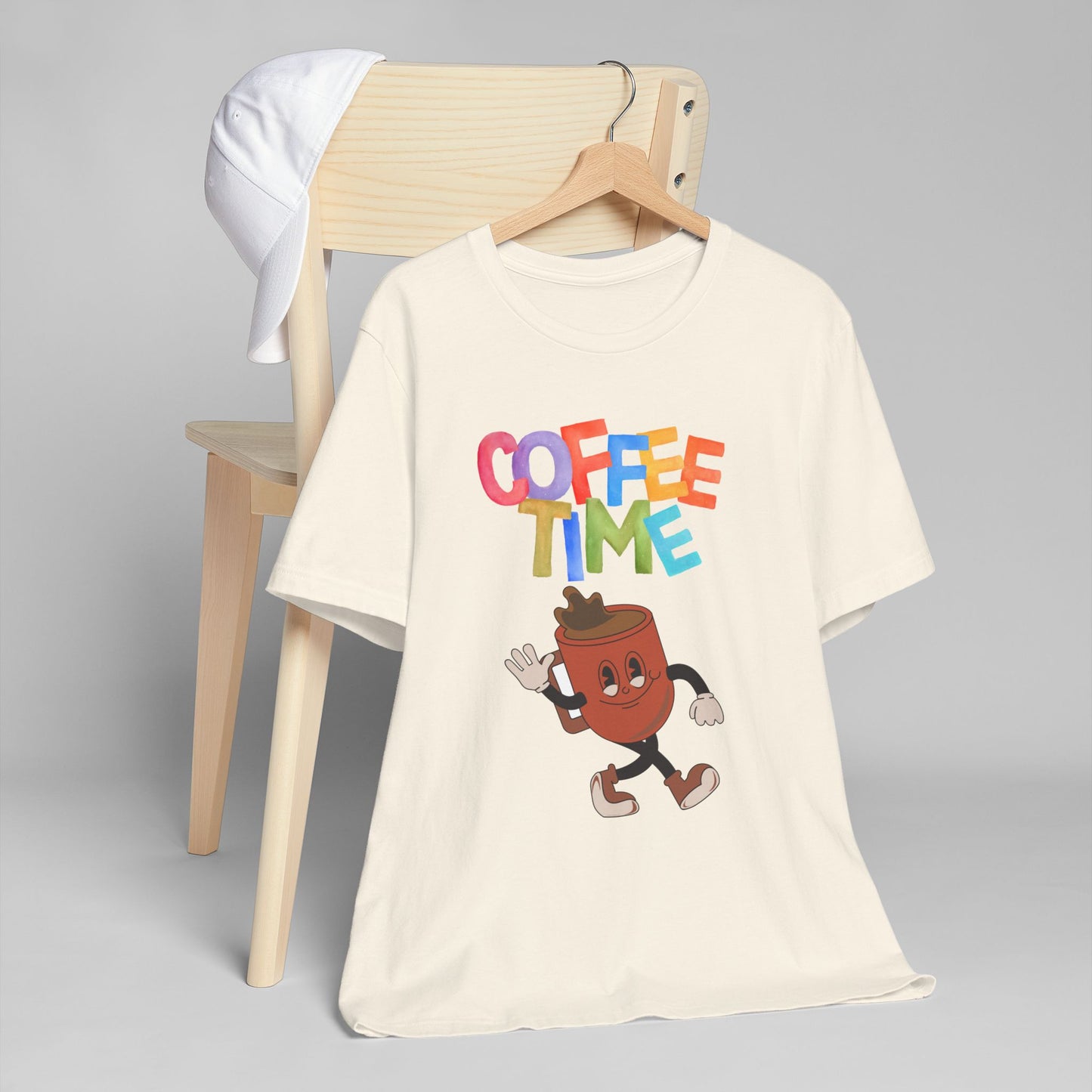 Coffee Time Retro T-Shirt – Fun Cartoon Coffee Cup Graphic Tee for Coffee Lovers (USA Only)