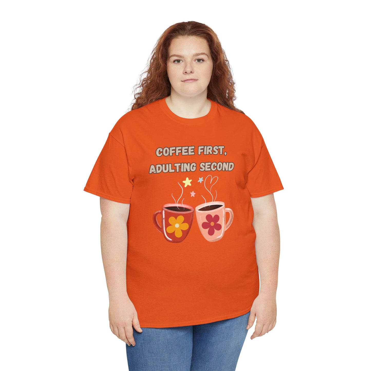 Best Unisex Coffee T-Shirt "Coffee first, adulting second"