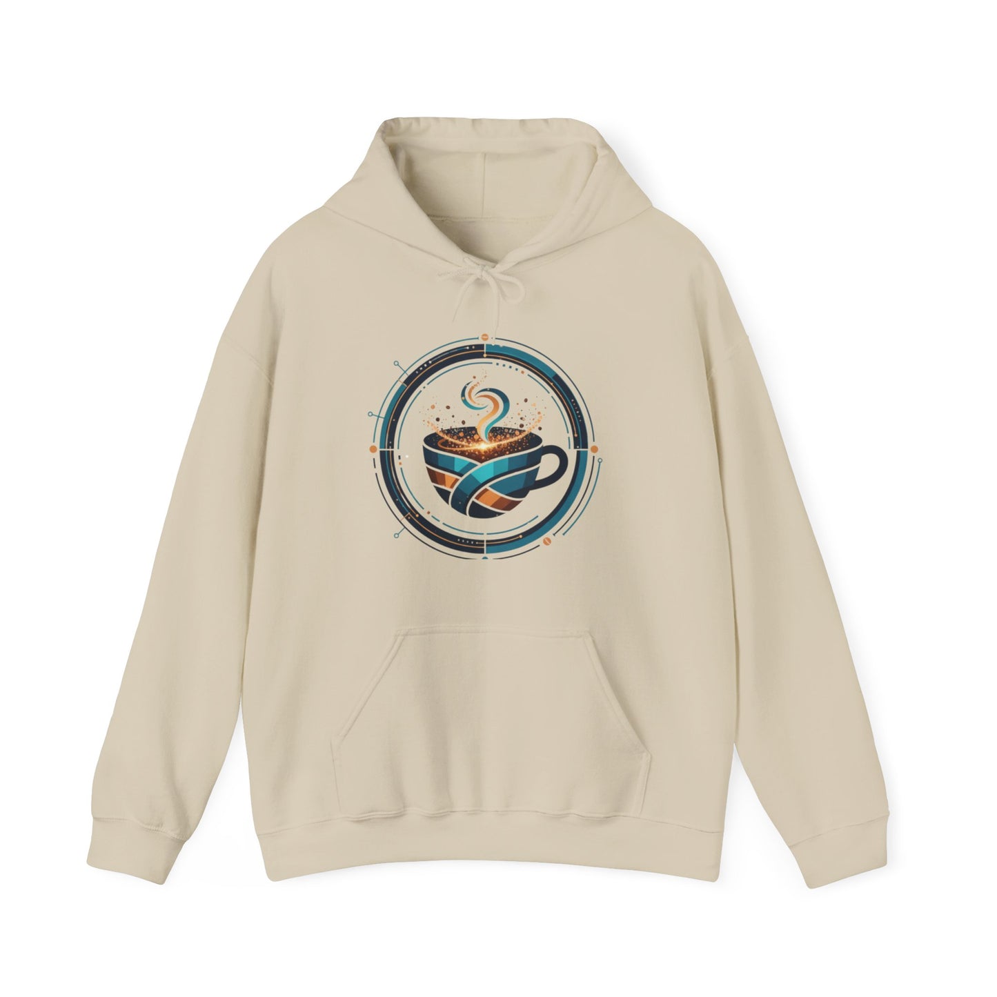 🔵☕ Futuristic Coffee Cup Hoodie USA | Tech-Inspired Coffee Hoodie