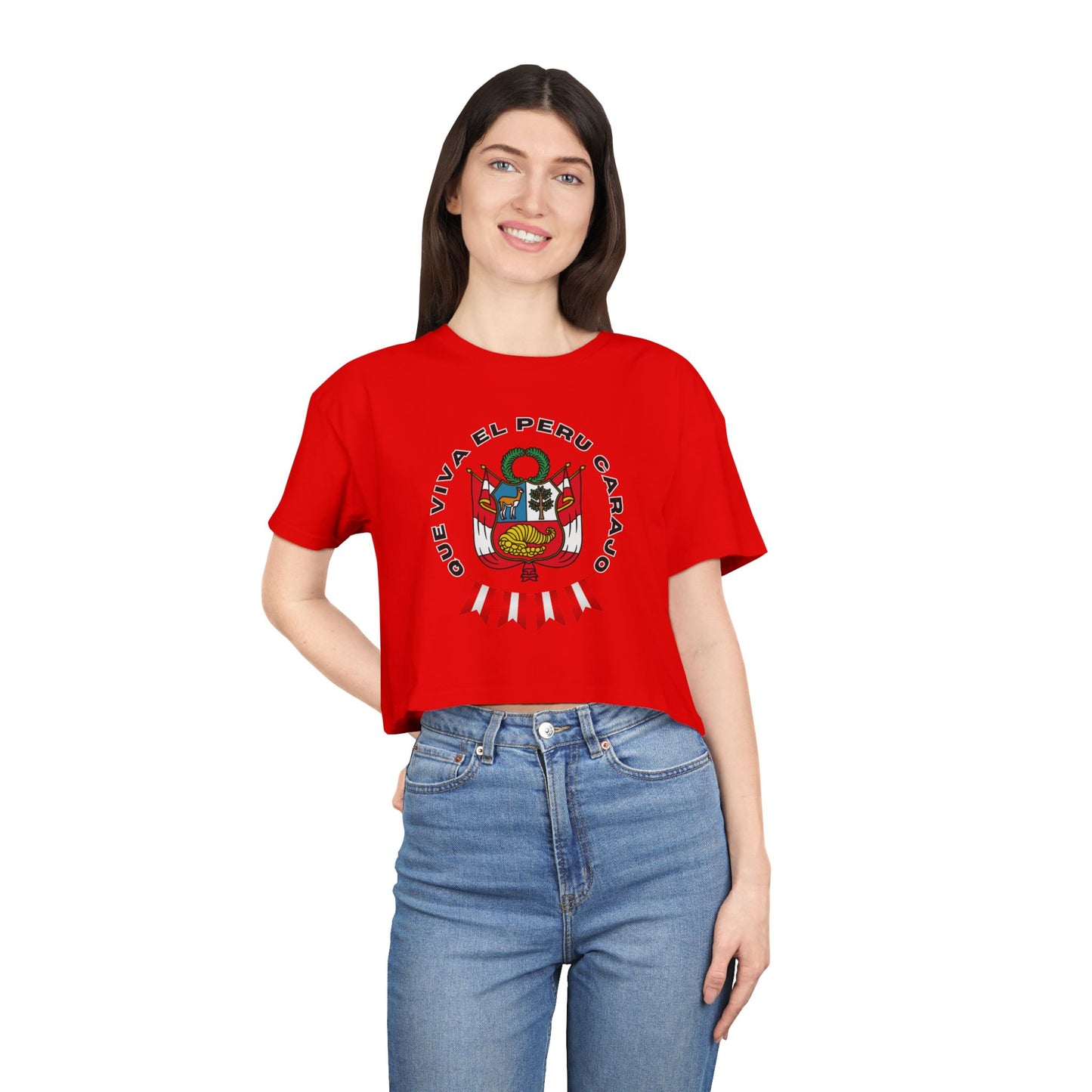 Best Que Viva El Peru Carajo Crop Top | Peruvian Gift USA