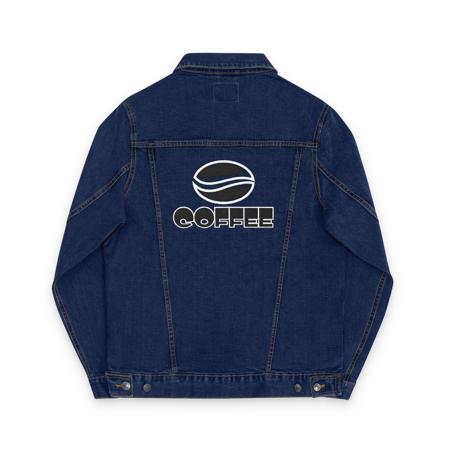 Bold Coffee Logo Denim Jacket – Unisex Embroidered Style (USA Only)