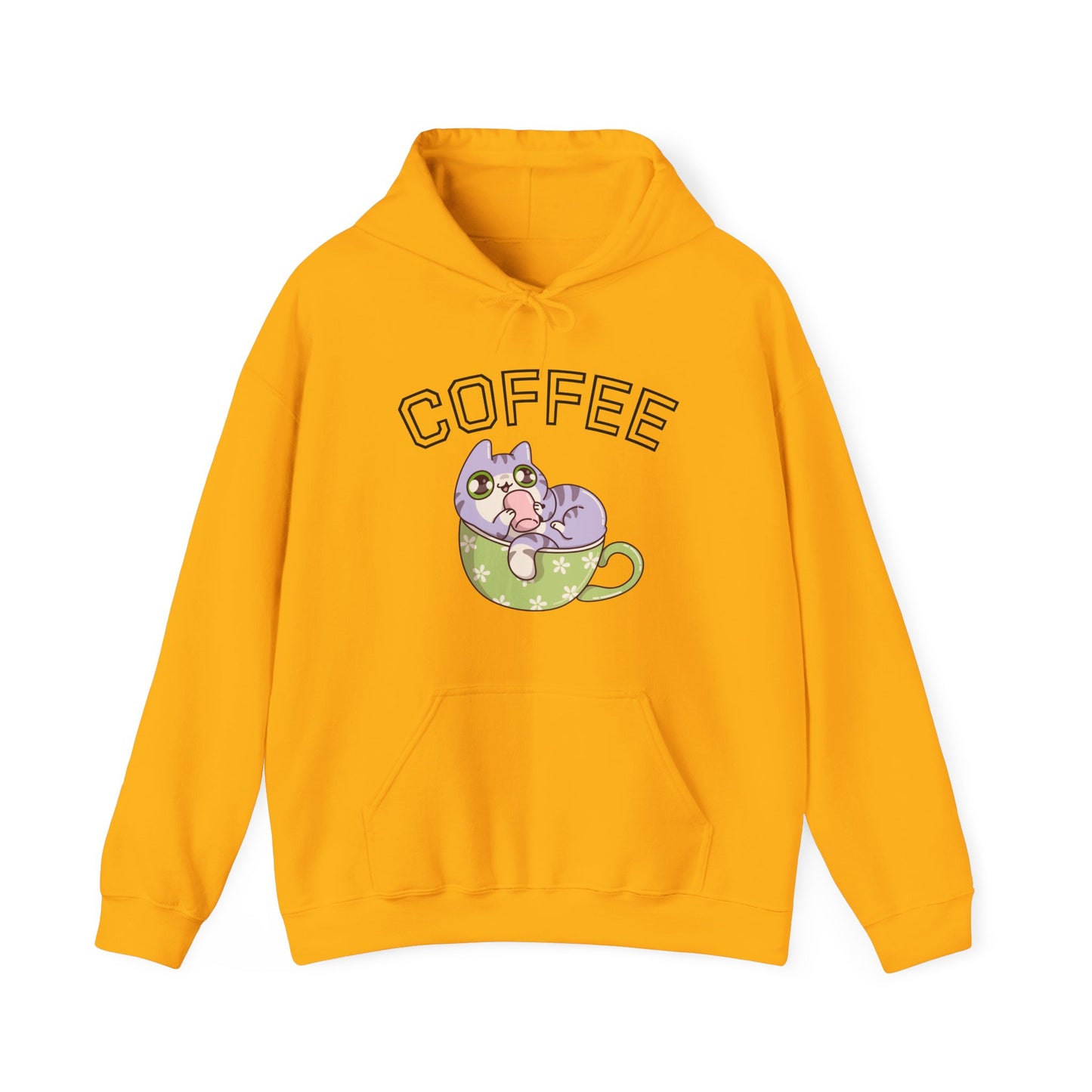 Coffee Cat in a Cup Hoodie – Cute Kitty Coffee Graphic Sweatshirt for Coffee Lovers (USA Only)