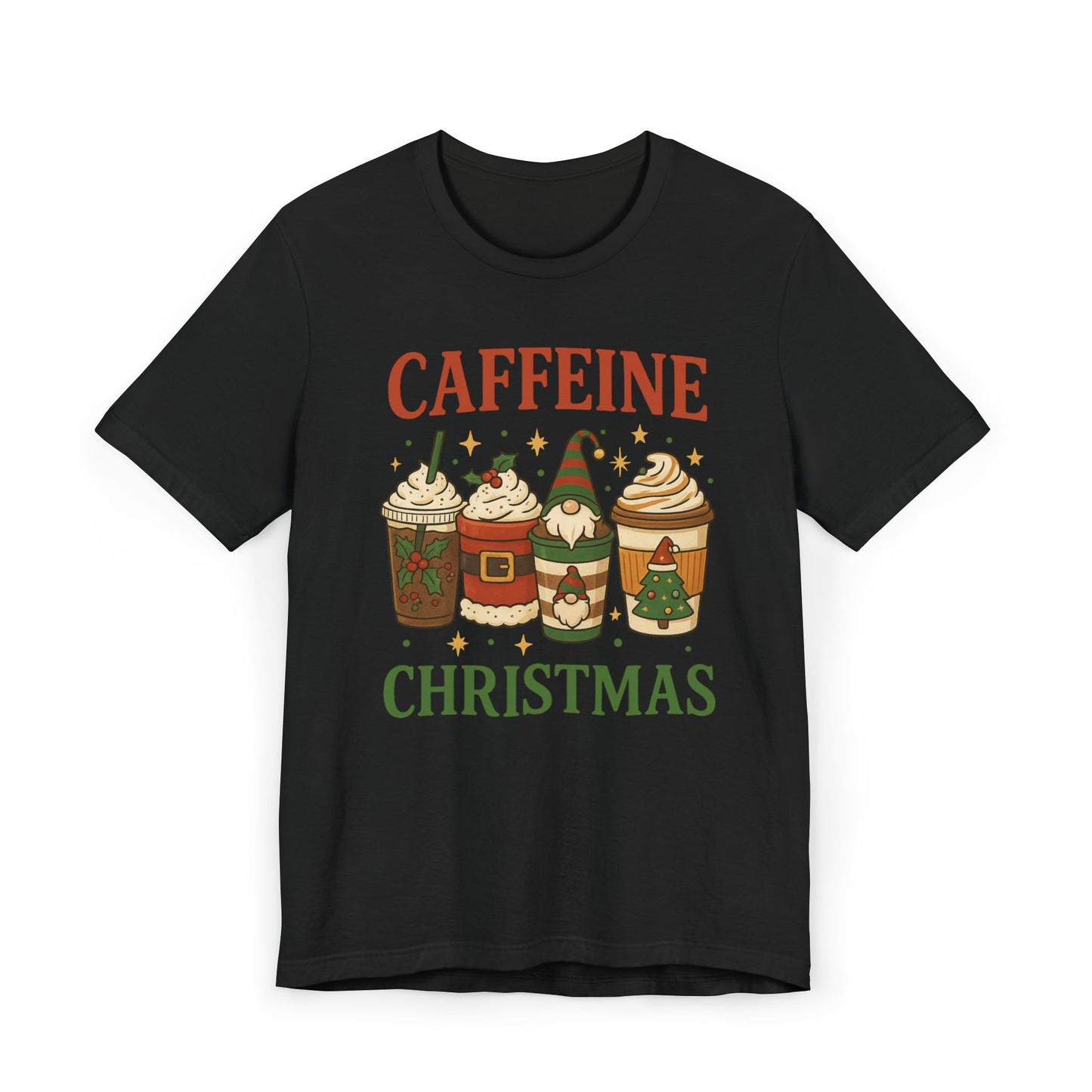 🎄 Caffeine Christmas Unisex T-Shirt USA | Holiday Coffee Tee