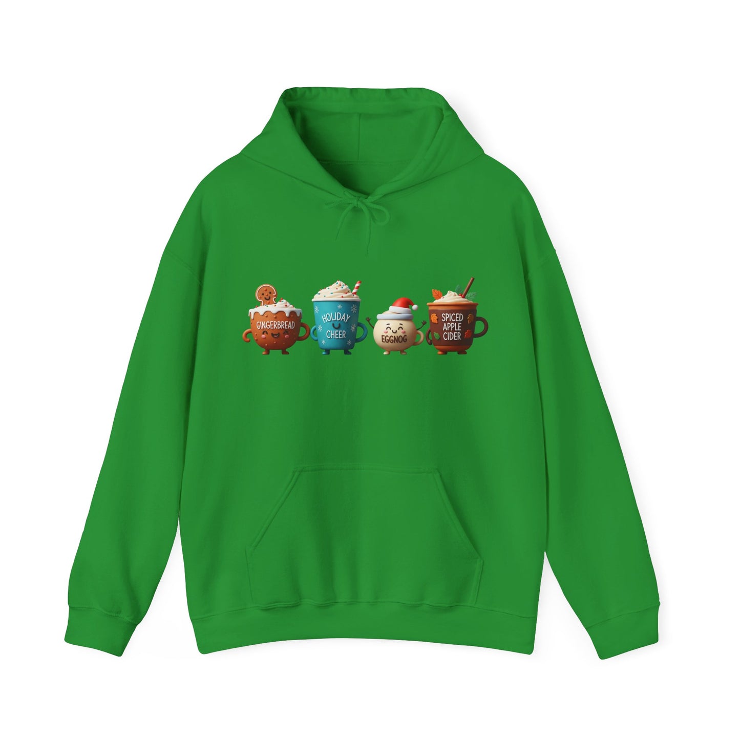 Holiday Drinks Hoodie USA 🎄☕ – Unisex Hoodie with Gingerbread, Eggnog & Cider