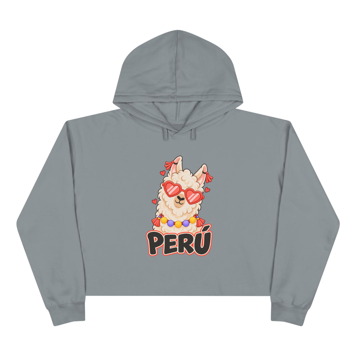 Best Cool Llama Peru Crop Hoodie - Heart Sunglasses Gift