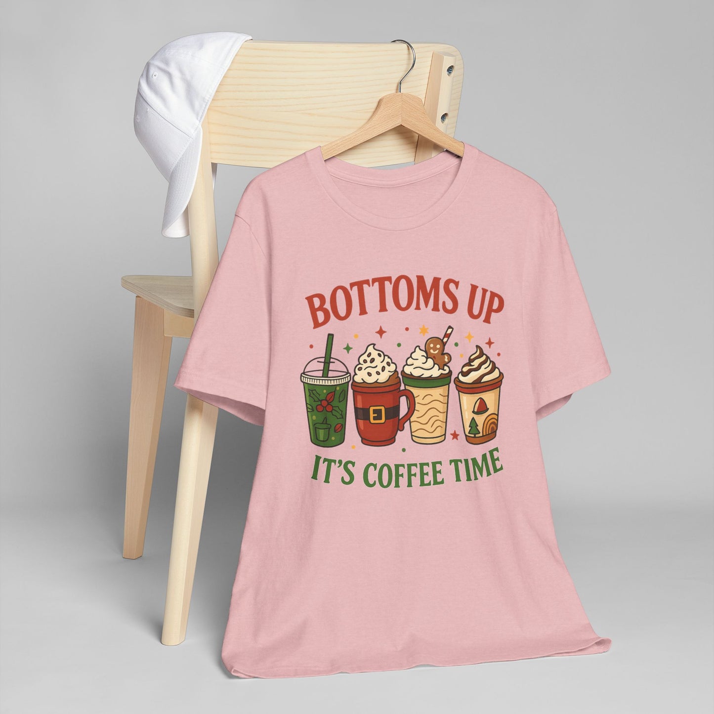 ☕ Bottoms Up It’s Coffee Time Unisex T-Shirt USA | Coffee Lovers Tee