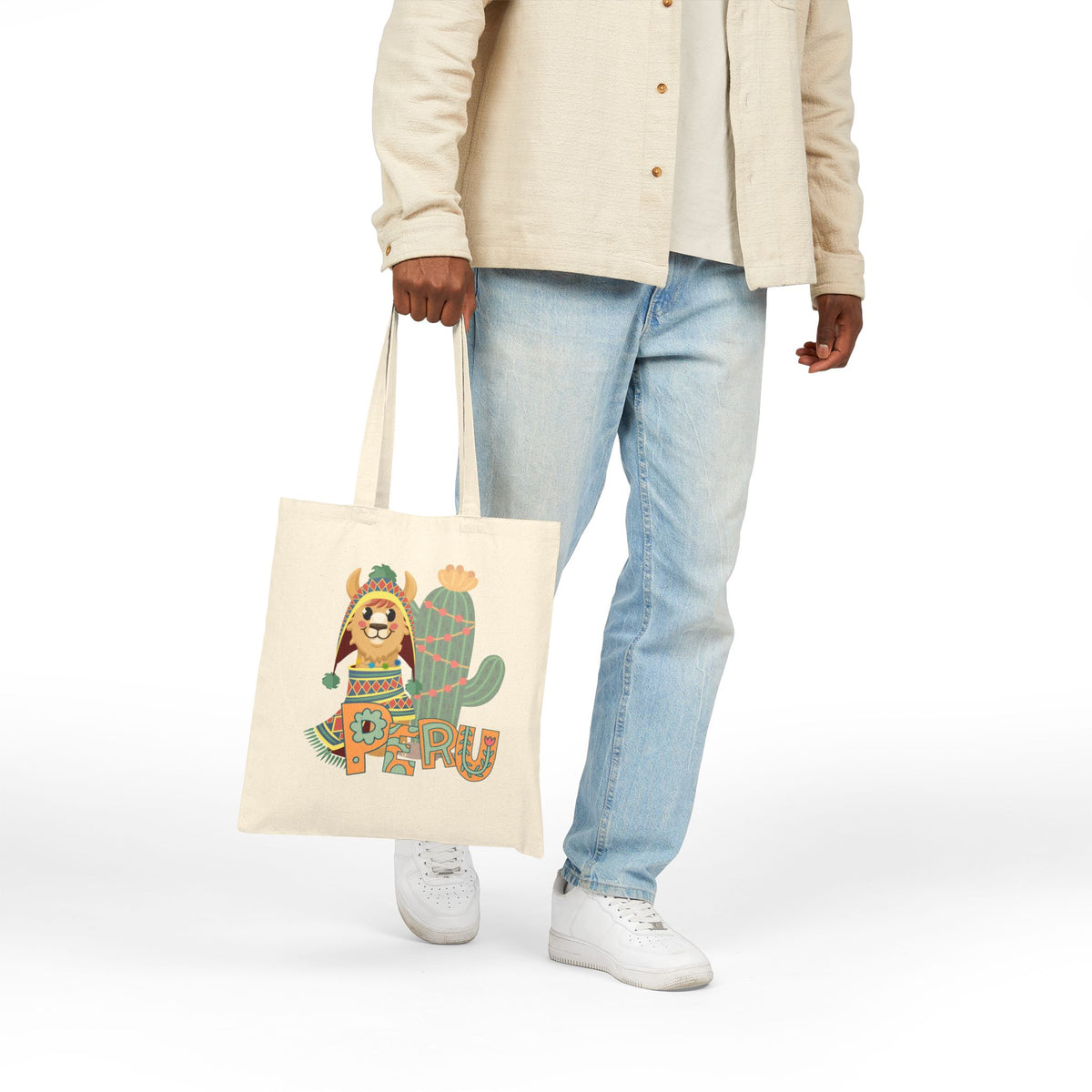 Best Peru Llama Cactus Canvas Tote Bag