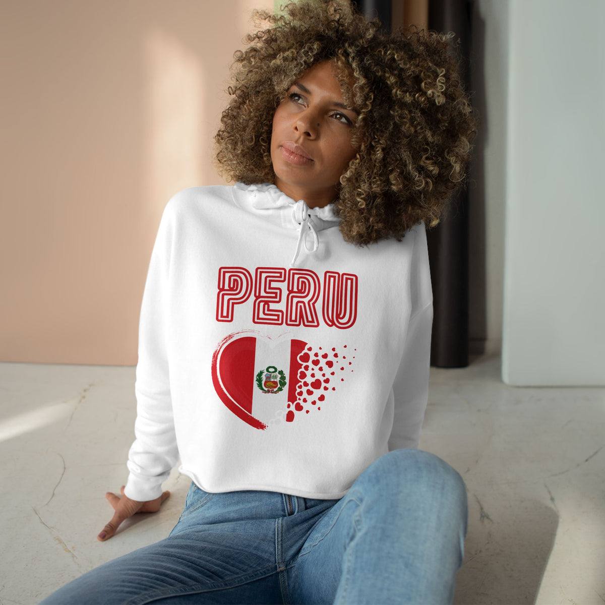 Best Peru Flag Heart Crop Hoodie - Peruvian Love Gift