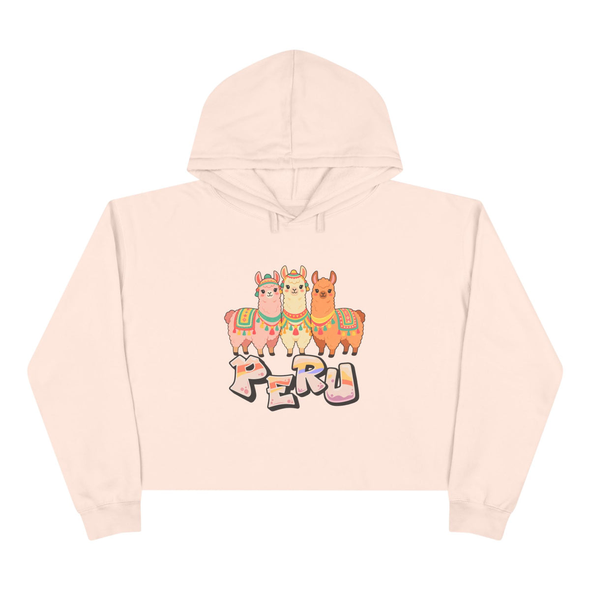 Best Pastel Llama Peru Crop Hoodie - Cute Llama Trio Gift