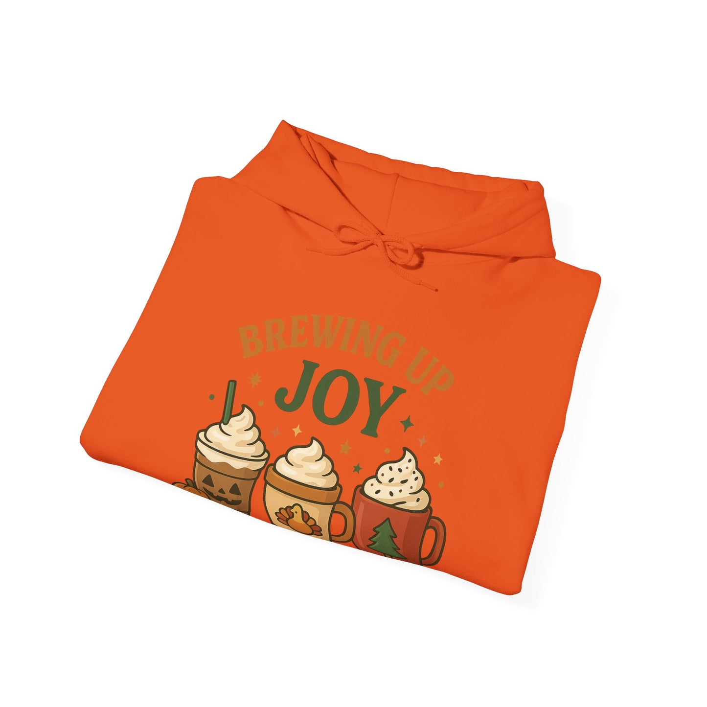 Brewing Up Joy Hoodie USA 🎃🦃🎄 – Unisex Holiday Coffee Hoodie for Every Season