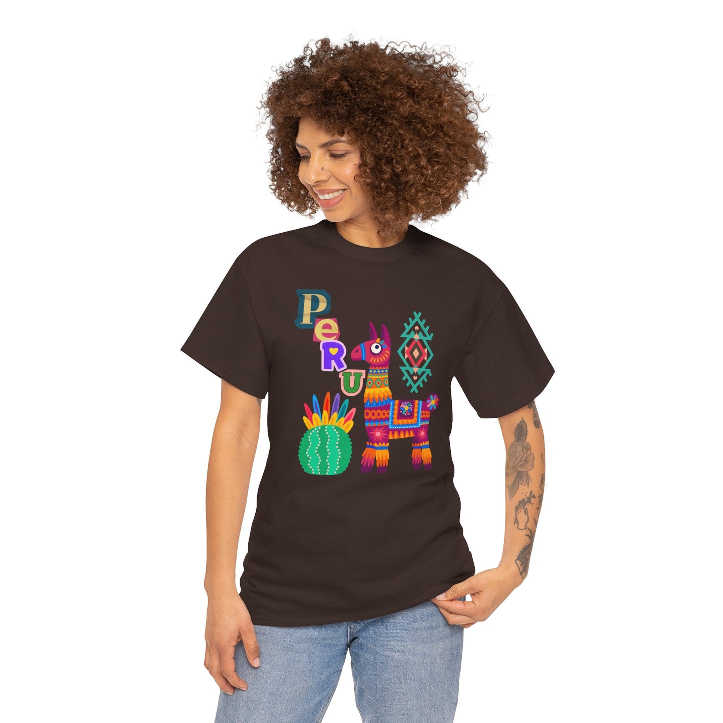 Best Peruvian Llama T-Shirt USA Colorful Peru Pride Unisex Tee