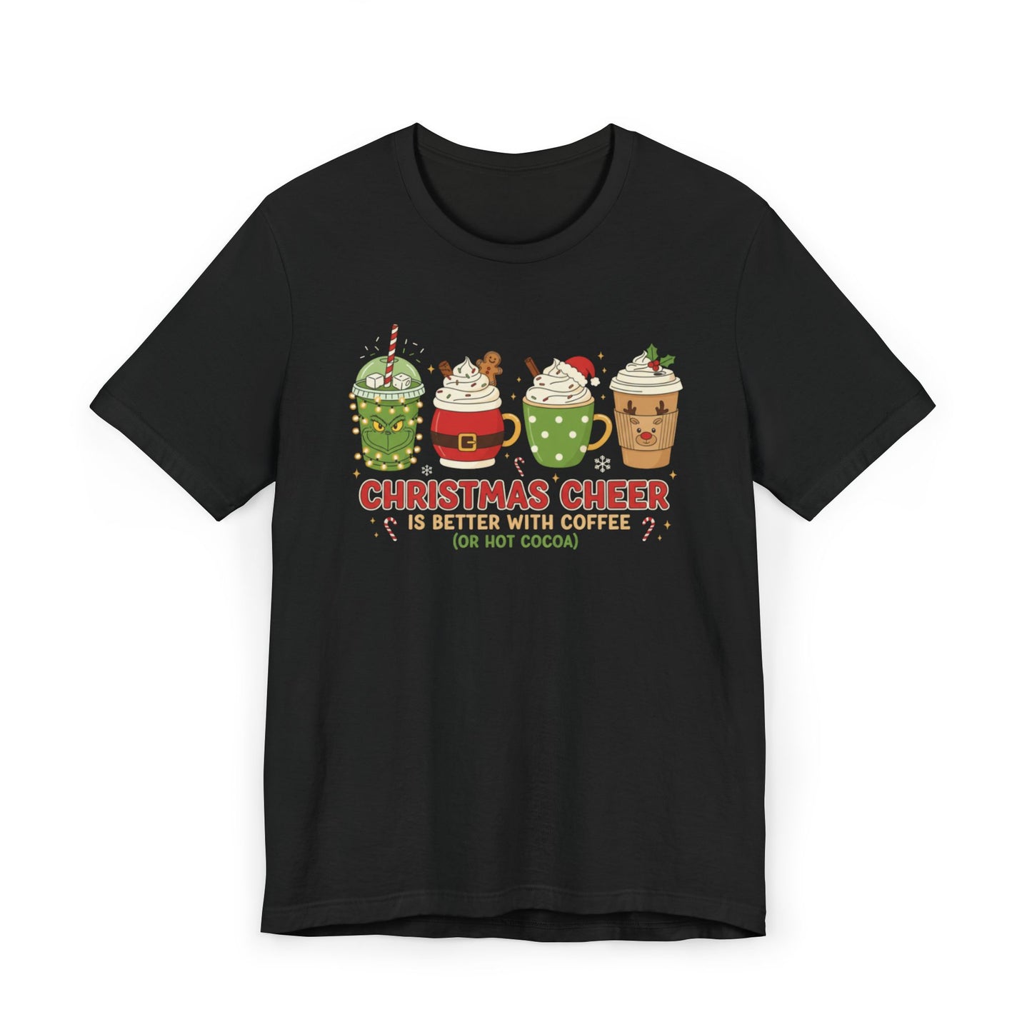 🎄☕ Christmas Cheer Coffee T-Shirt USA | Holiday Coffee & Cocoa Tee