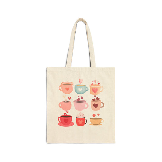 Best coffee Cotton Canvas Tote Bag "Coffee Mugs Heart"