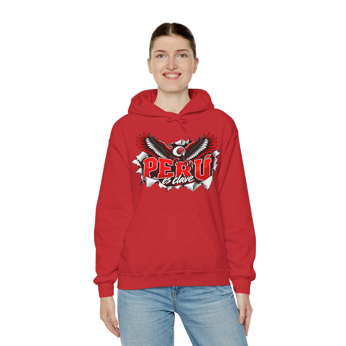 Best Perú es Clave Condor Hoodie - Red & White Peru Gift