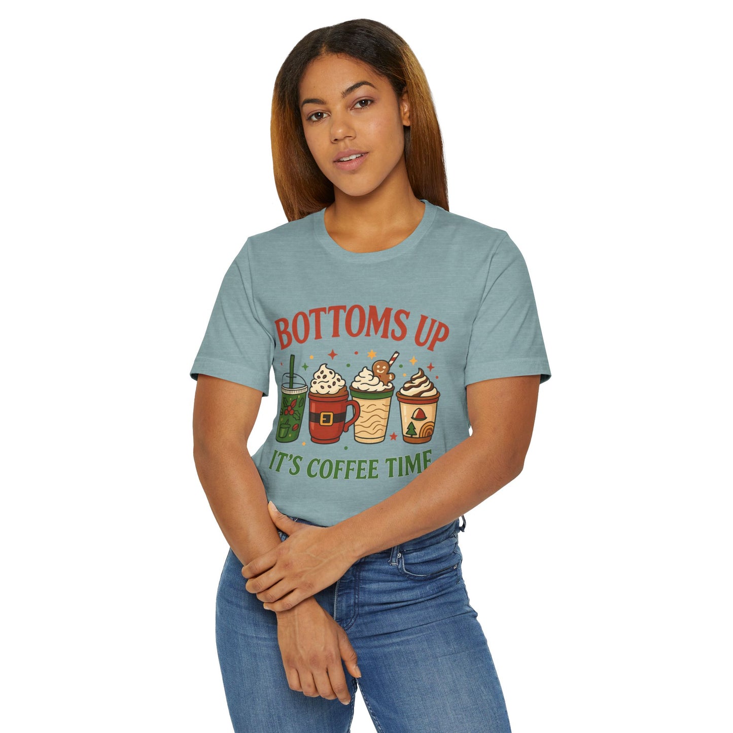 ☕ Bottoms Up It’s Coffee Time Unisex T-Shirt USA | Coffee Lovers Tee