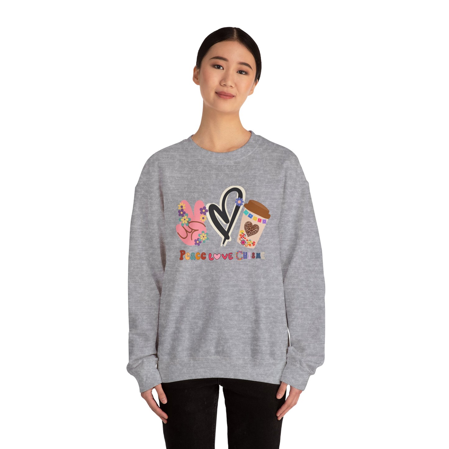 Best Unisex Coffee Sweatshirt That Spreads Peace, Love & Coffee (Chisme) Vibes: Brew & Harmony