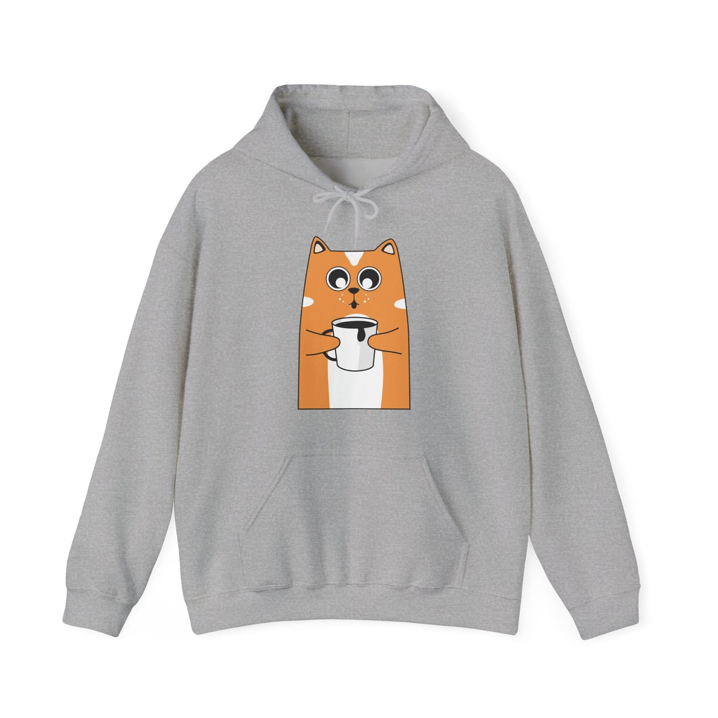 Coffee Cat Hug Hoodie (Unisex) – Cute Orange Cat with Coffee Cup Graphic Hoodie (USA Only)