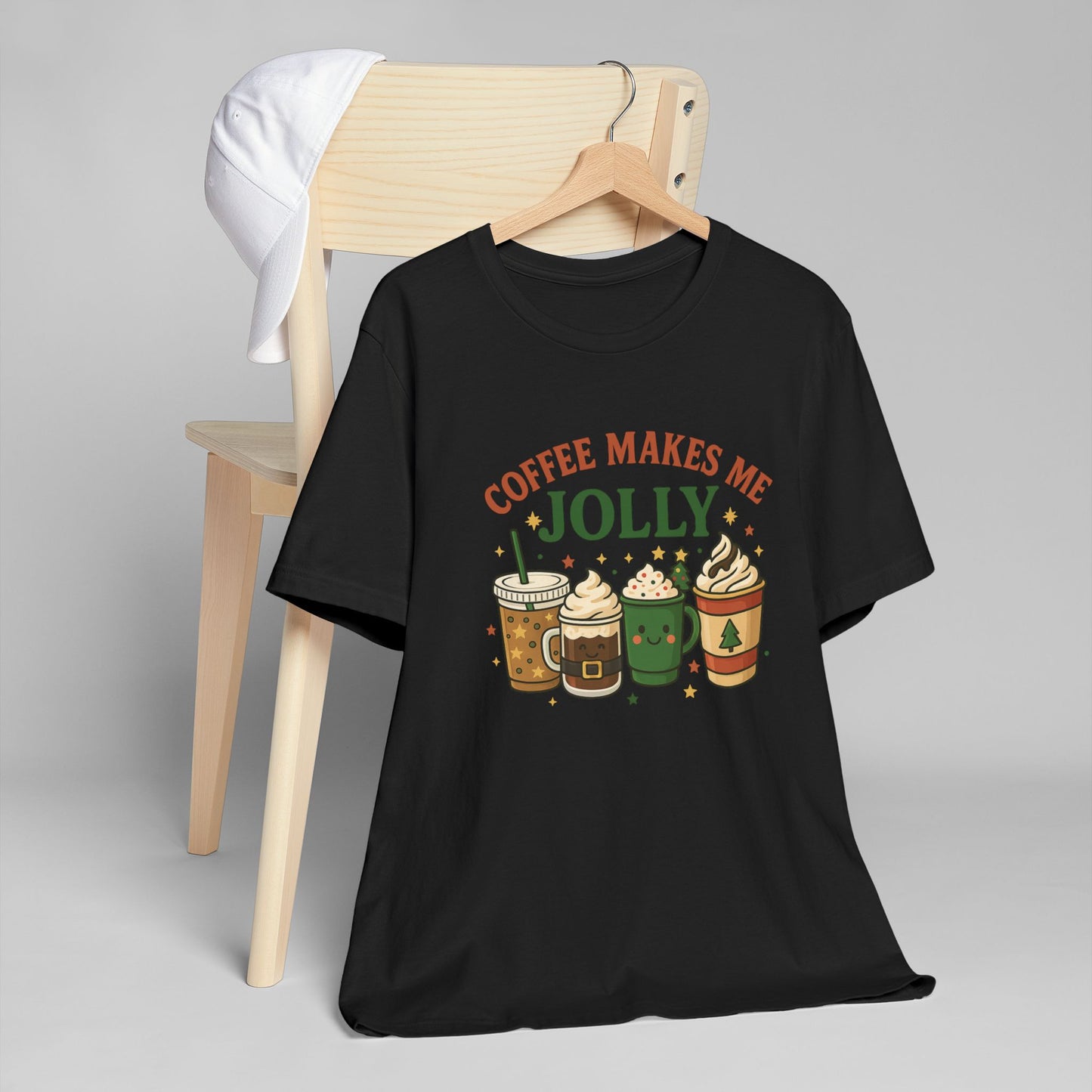 ☕ Coffee Makes Me Jolly Unisex T-Shirt USA | Holiday Coffee Tee