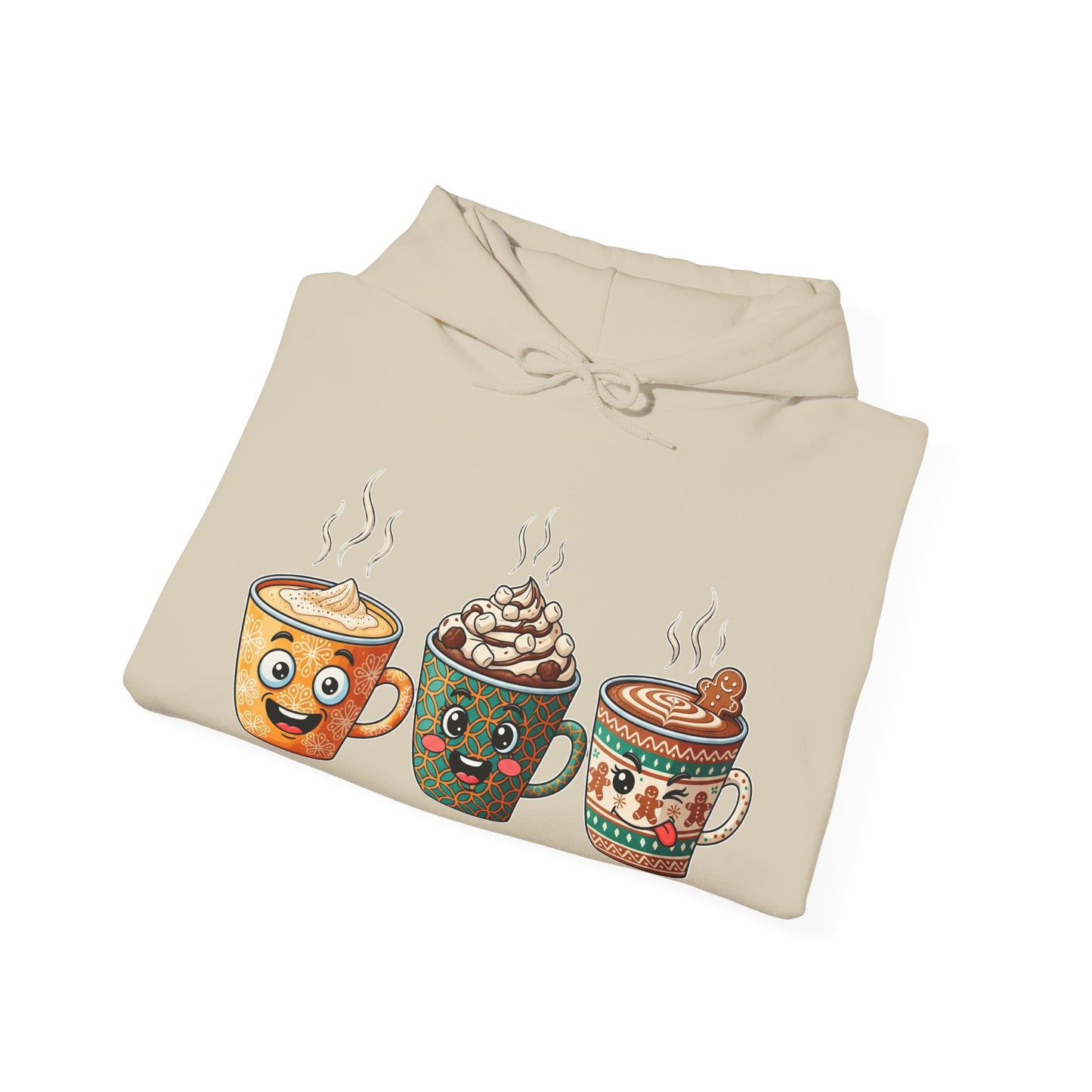 Festive Coffee Cups Hoodie USA 🎄☕ – Unisex Holiday Coffee Hoodie with Fun Designs