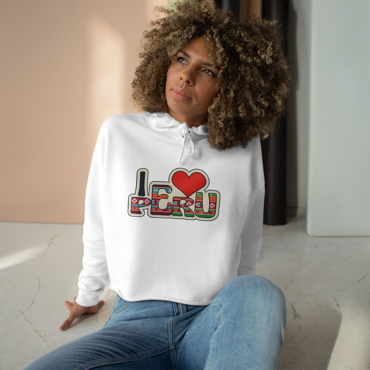 Best Andean Textile Peru Crop Hoodie - I Love Peru Gift