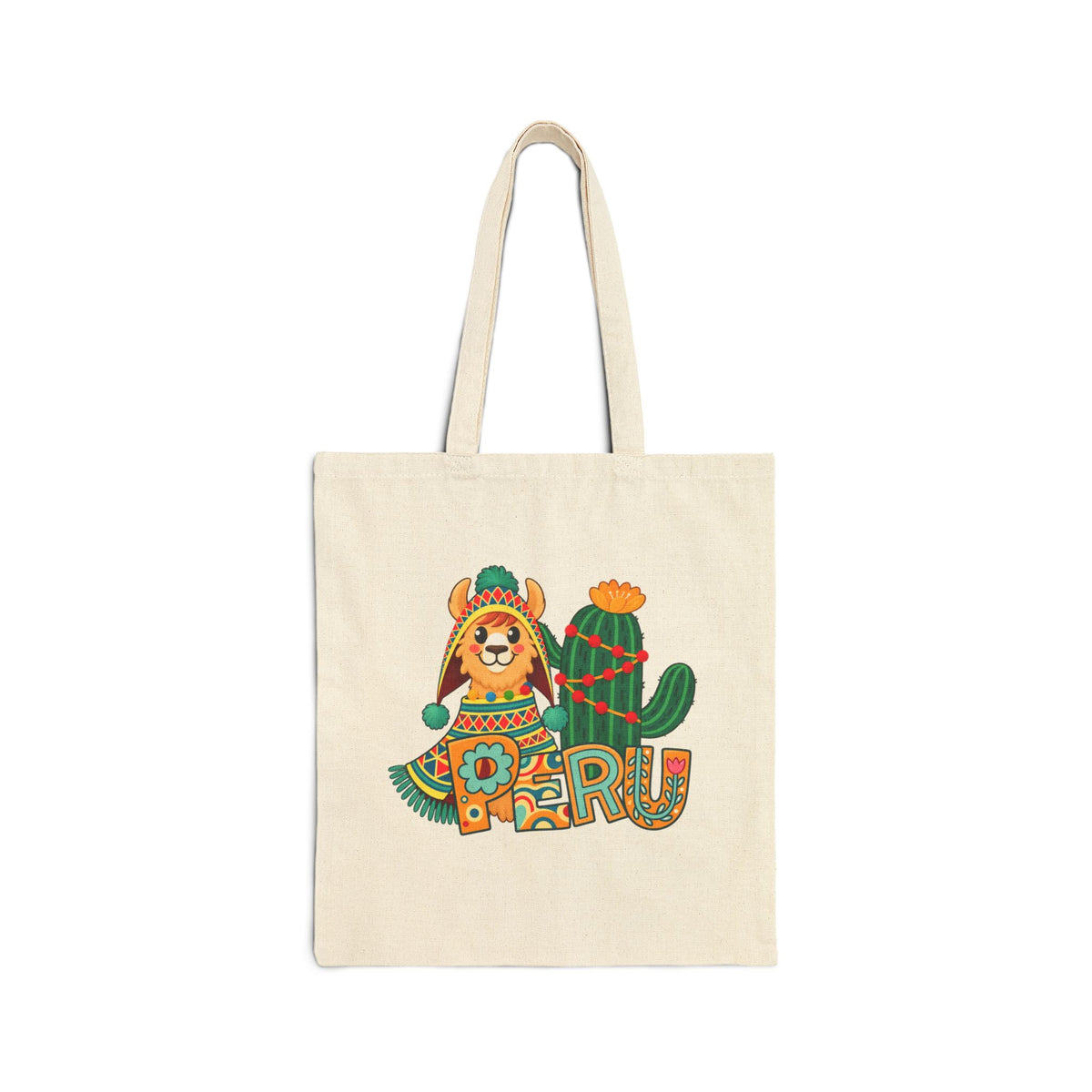 Best Peru Llama Cactus Canvas Tote Bag
