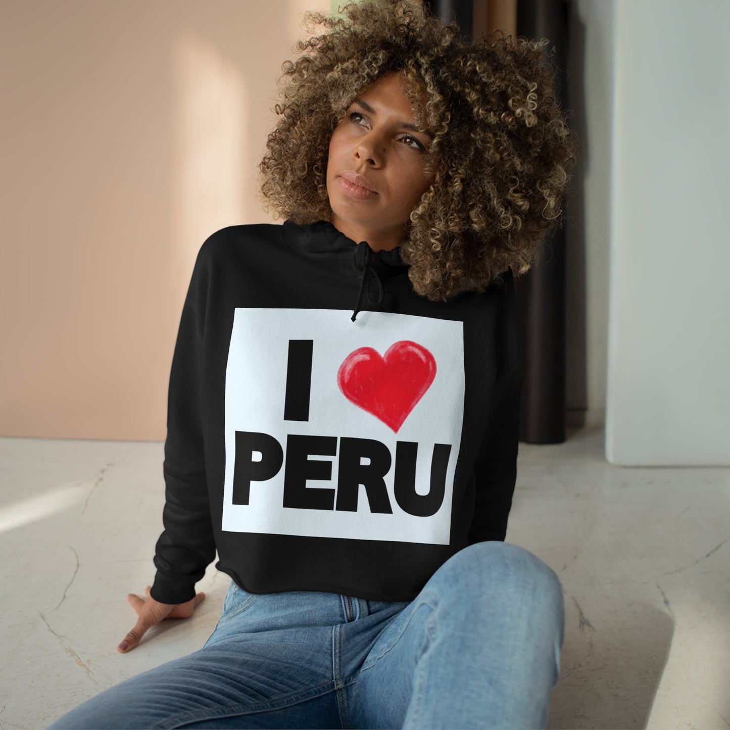 Peruvian Crop Hoodie "I Love Peru"