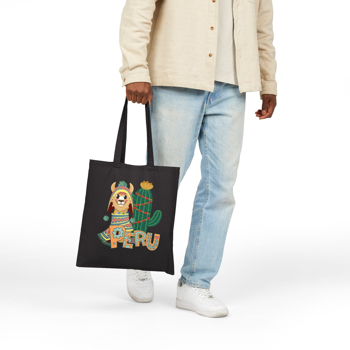 Best Peru Llama Cactus Canvas Tote Bag