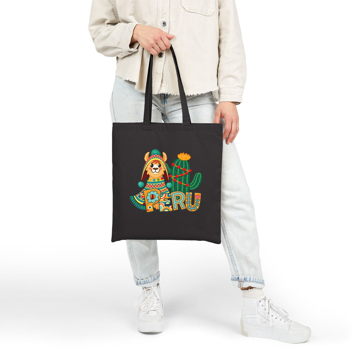Best Peru Llama Cactus Canvas Tote Bag