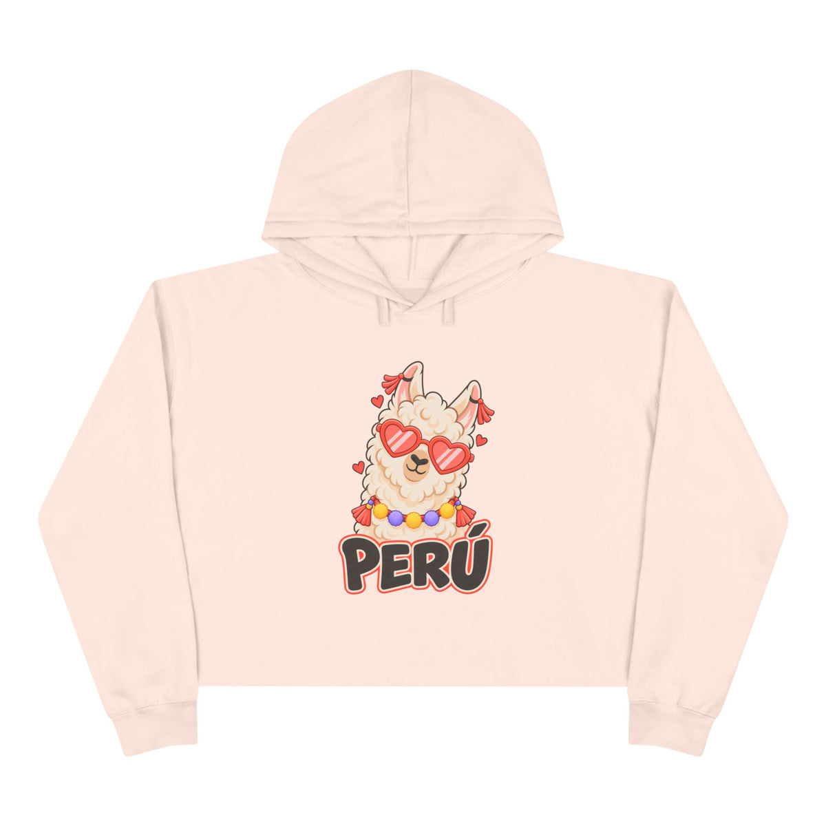 Best Cool Llama Peru Crop Hoodie - Heart Sunglasses Gift