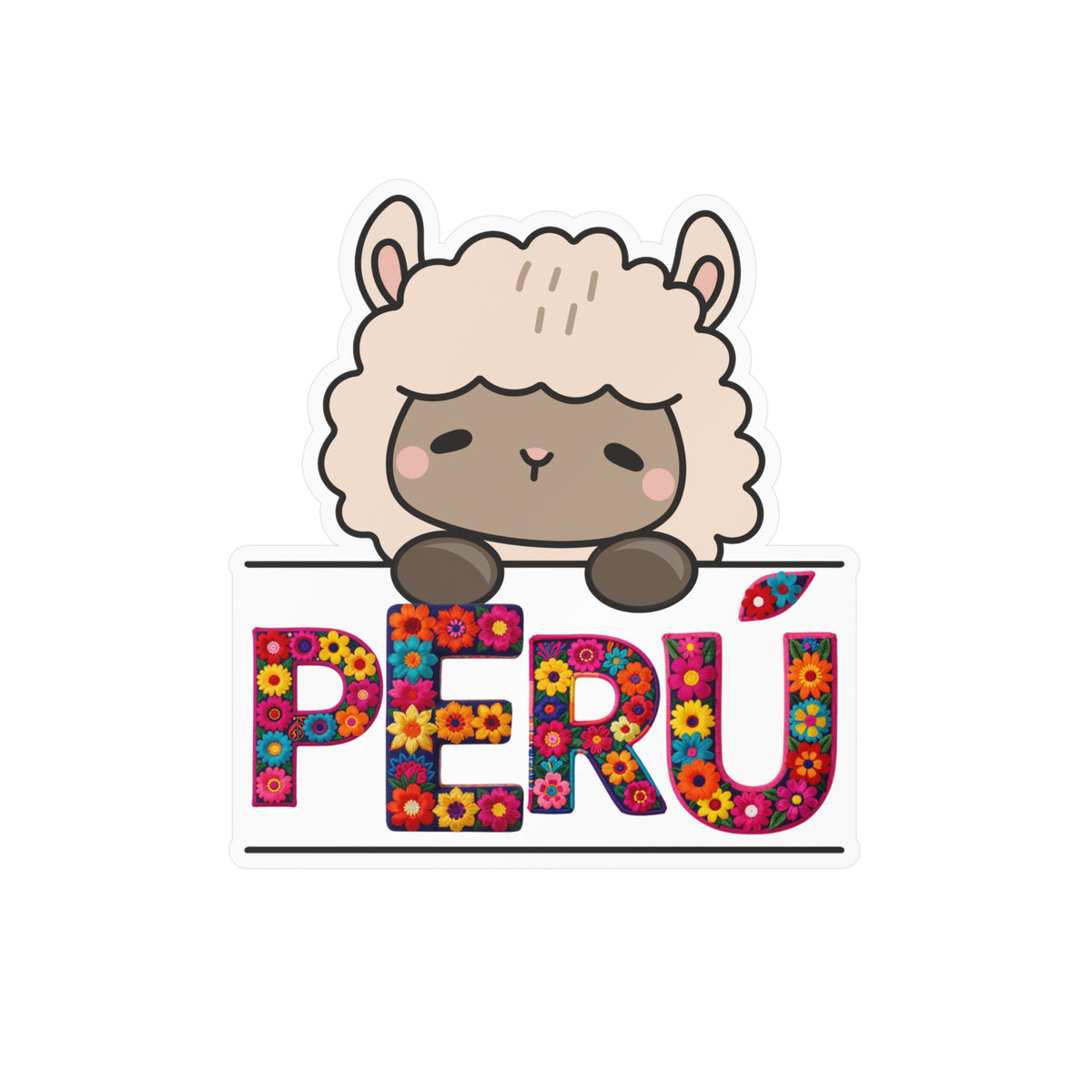 Best Peru Floral Llama Sticker - Vinyl Decal
