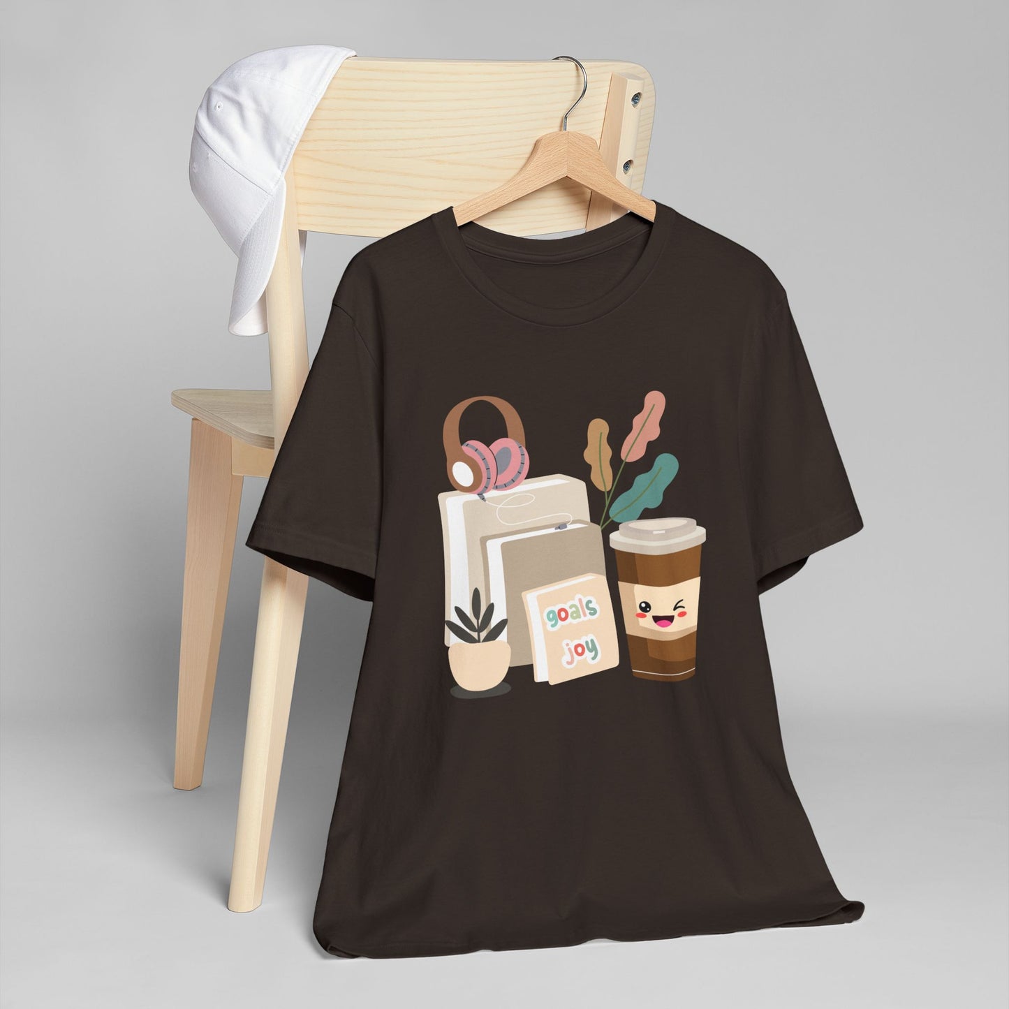 Goals & Joy Coffee T-Shirt – Cute Motivational Graphic Tee for Coffee Lovers (USA Only)