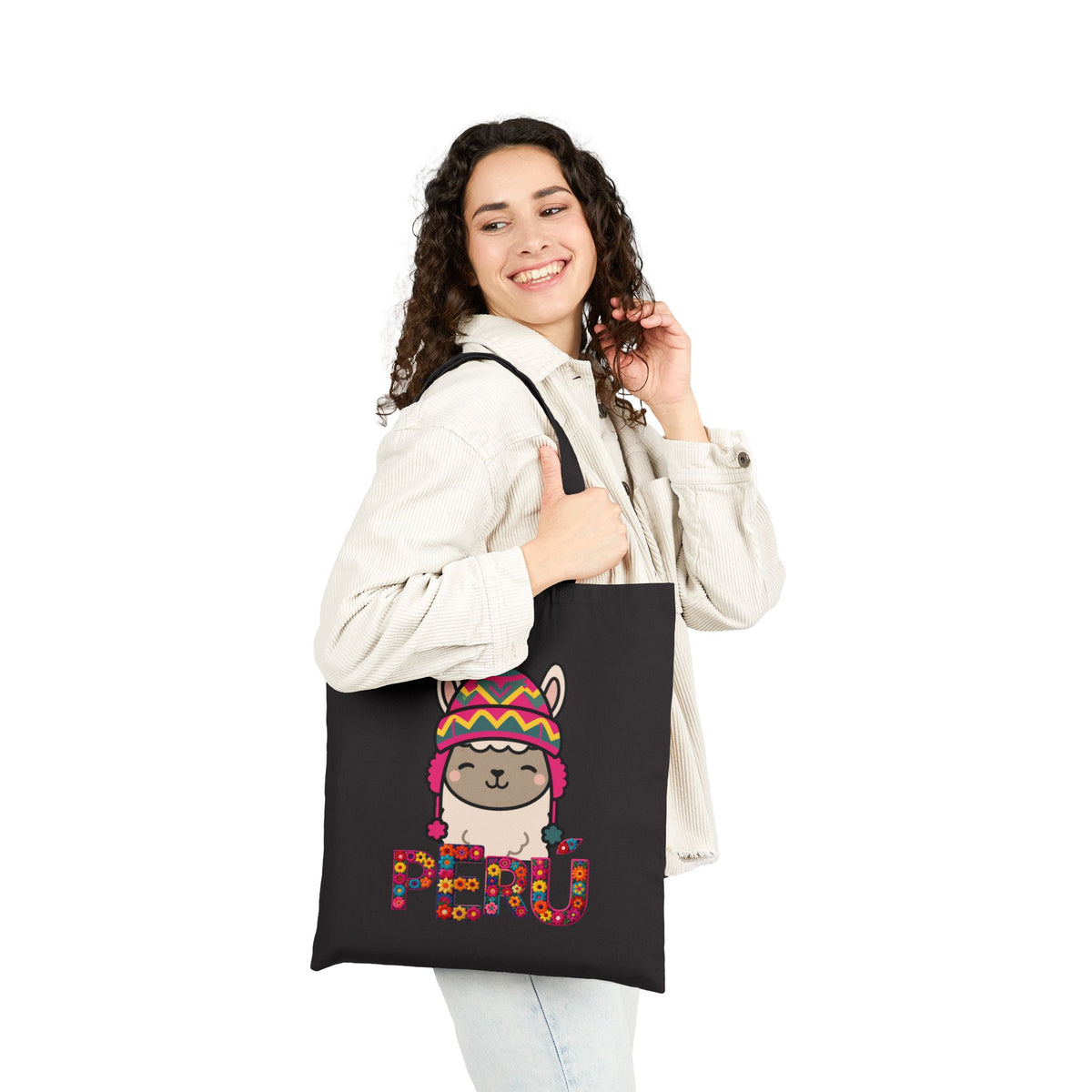 Best Peru Llama Chullo Canvas Tote Bag