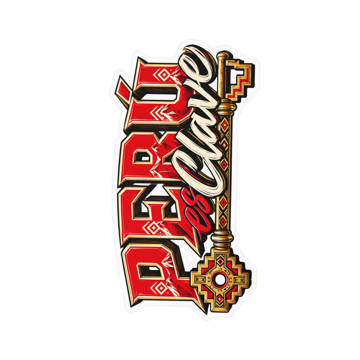 Best Perú es Clave Sticker - Gold Key Andean Vinyl Decal