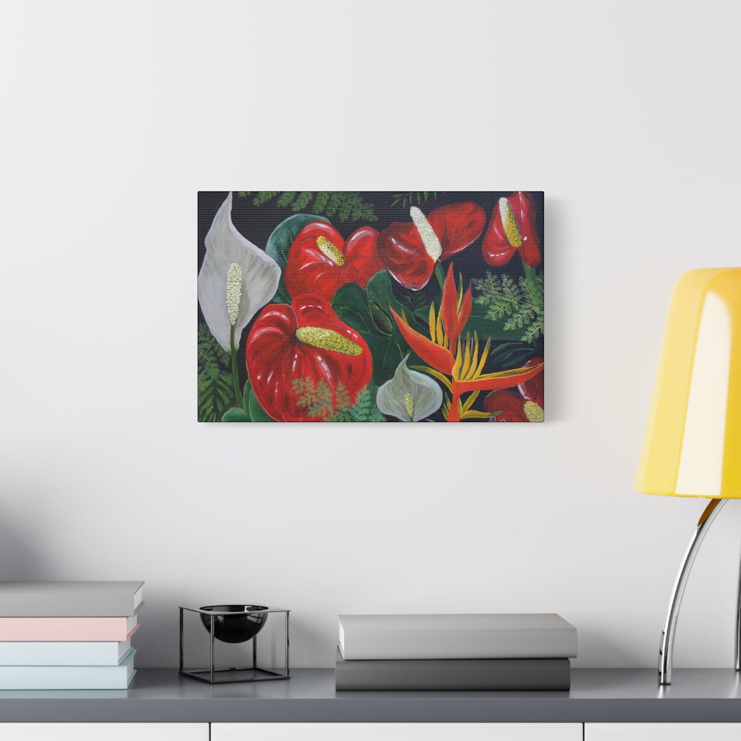 Red Anthuriums & Bird of Paradise — Canvas Print