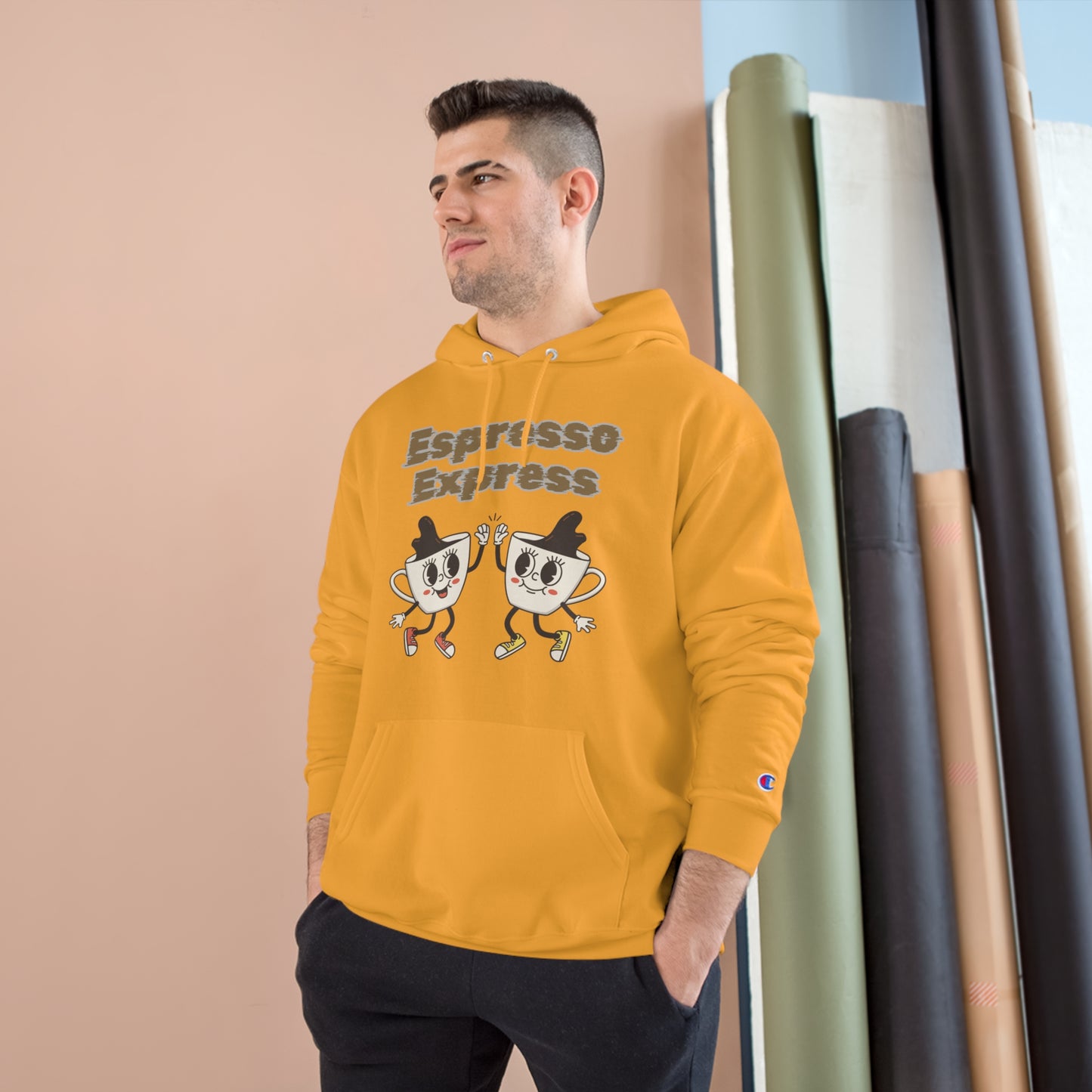 The High-Five Espresso Customized Champion Coffee Hoodie: Hug in a Mug