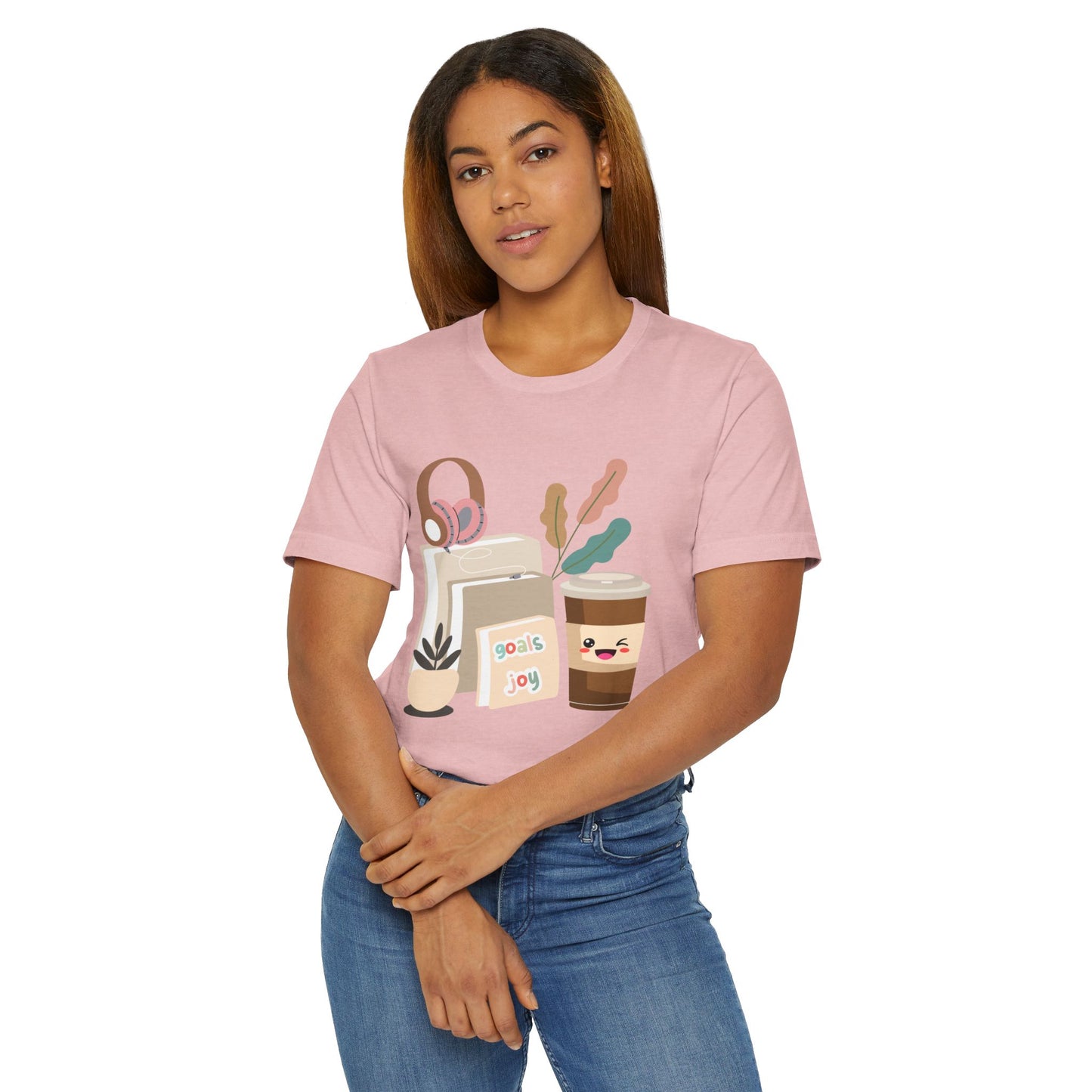 Goals & Joy Coffee T-Shirt – Cute Motivational Graphic Tee for Coffee Lovers (USA Only)
