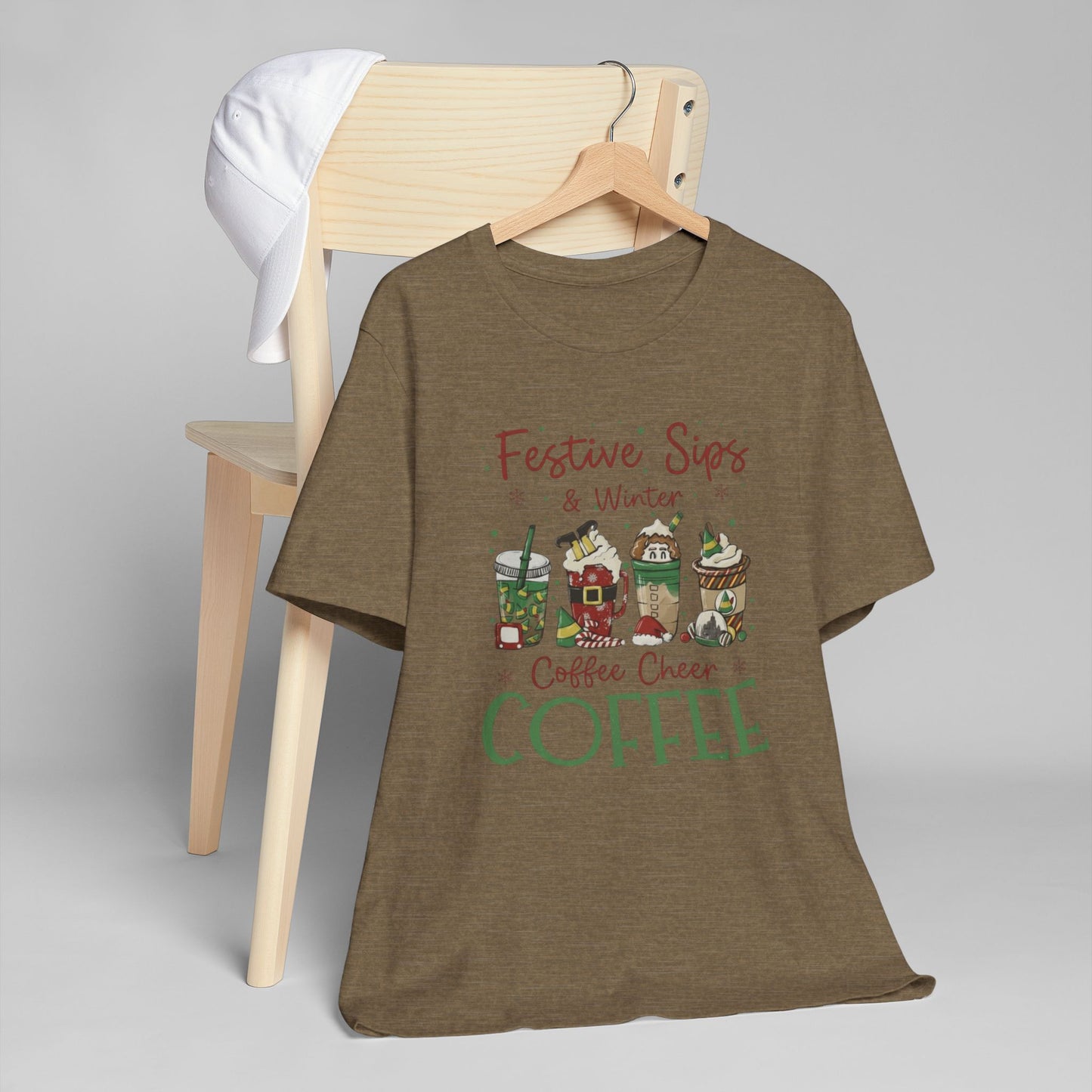❄️☕ Festive Sips & Winter Coffee Cheer T-Shirt USA | Holiday Coffee Tee