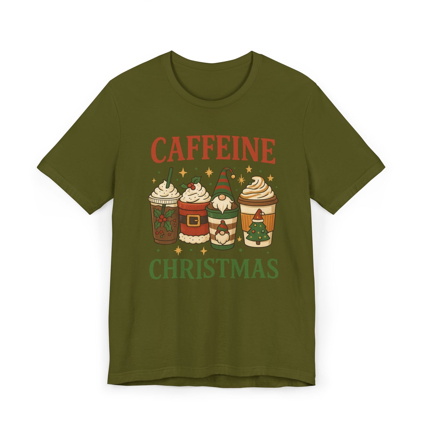 🎄 Caffeine Christmas Unisex T-Shirt USA | Holiday Coffee Tee