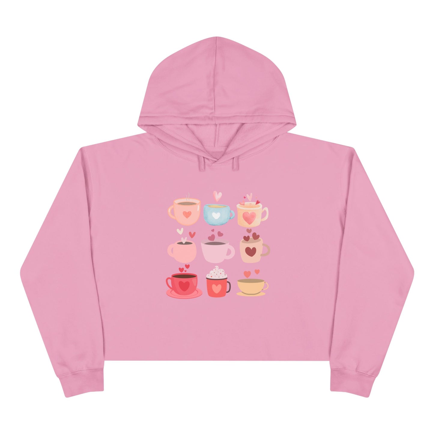 Best Coffee Cropped Hoodie "Coffee Mugs Hearts"
