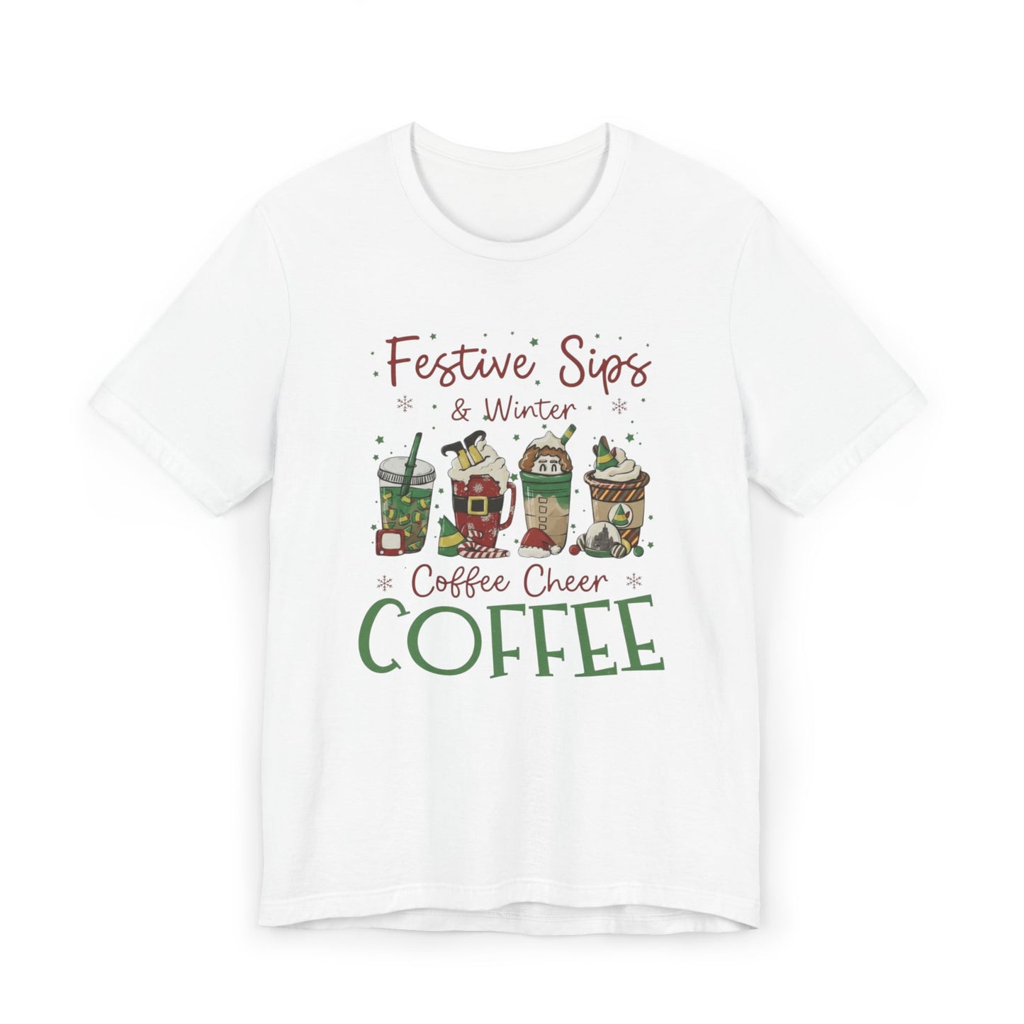 ❄️☕ Festive Sips & Winter Coffee Cheer T-Shirt USA | Holiday Coffee Tee