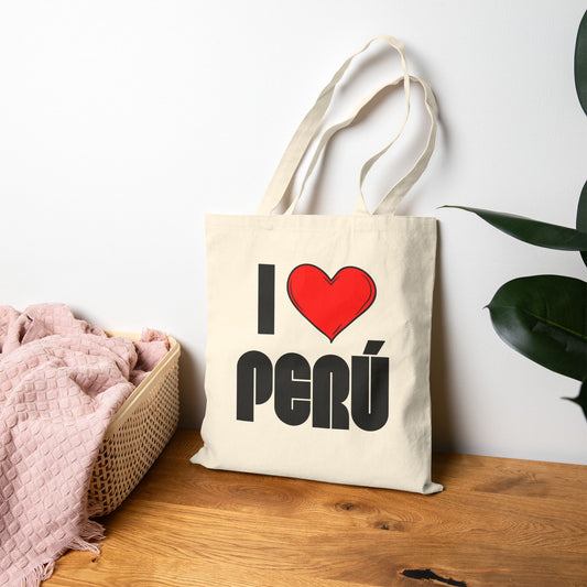 Best Peruvian Canvas Tote Bag "I Love Peru"