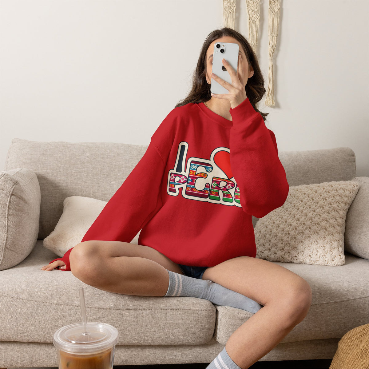 Best I Love Peru Sweatshirt - Andean Textile Crewneck Gift