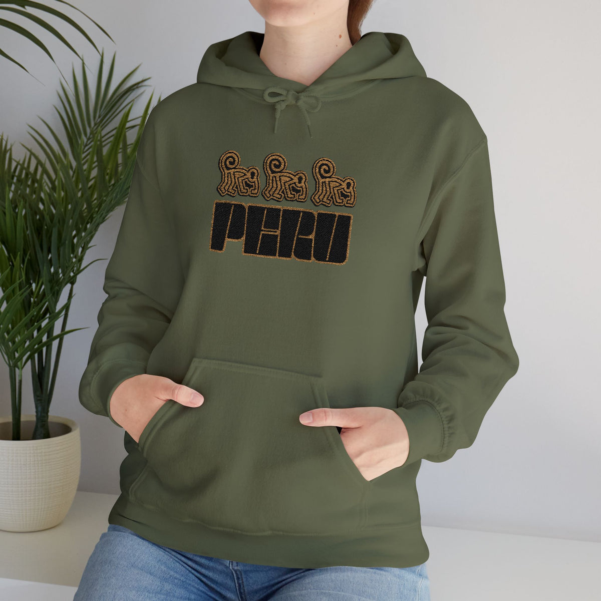 Best Nazca Lines Hoodie - Embroidered Monkey Peru Gift
